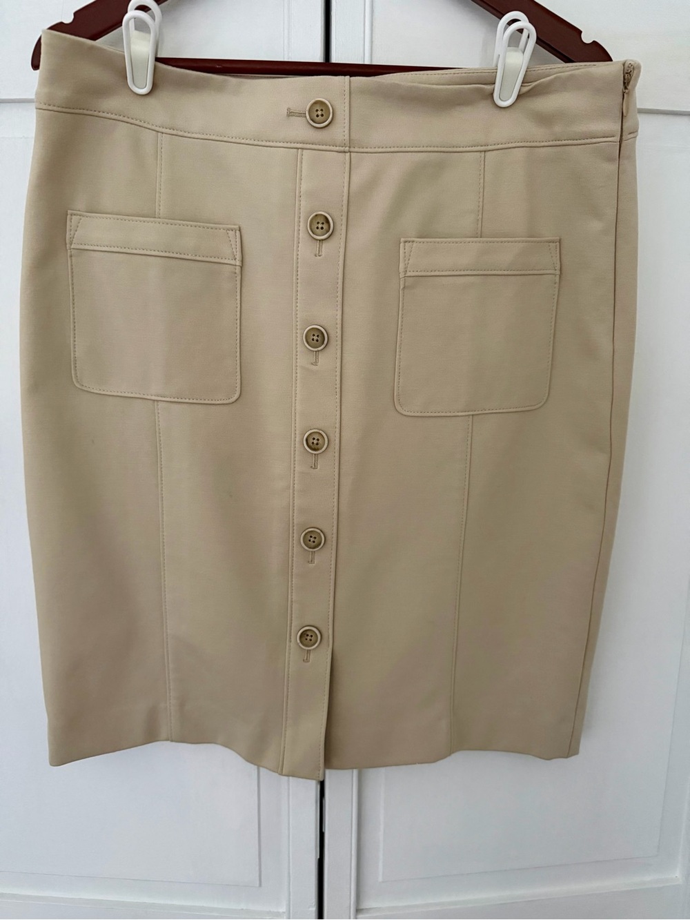 Banana Republic Beige Button-Front Pencil Skirt